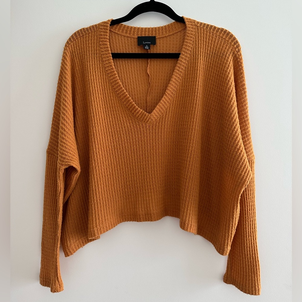 Lumiere cropped waffle sweater (size small)